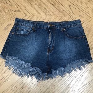 Forever 21 Mid Rise Distressed Jean Shorts